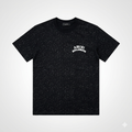 Tricou Premium Negru cu Efect "Galaxy" și Imprimeu Text Arcuite – Stil Urban de Lux