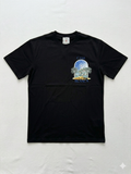 Tricou Negru Premium din Bumbac cu Imprimeu Grafic Tropical și Detalii Ilustrate – Stil Vacation Vibes