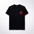 Tricou Negru Premium cu Imprimeu Grafic Frunză de Arțar